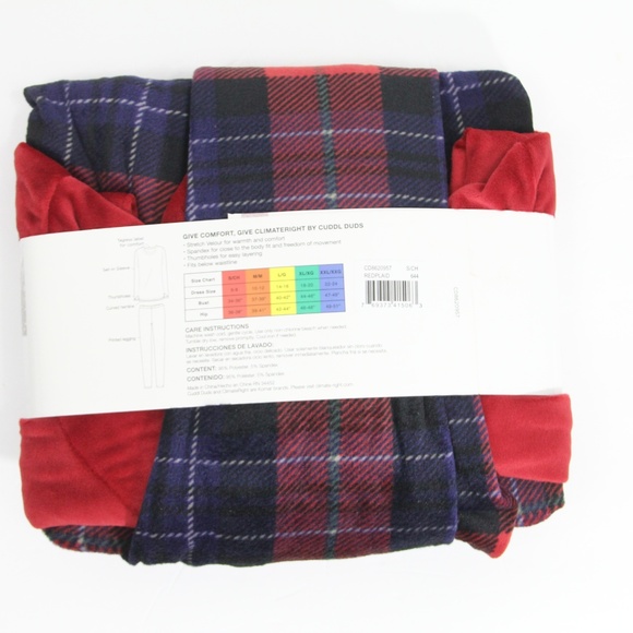 Cuddl Duds Climate Right Top Leggings Plaid New - Picture 3 of 7